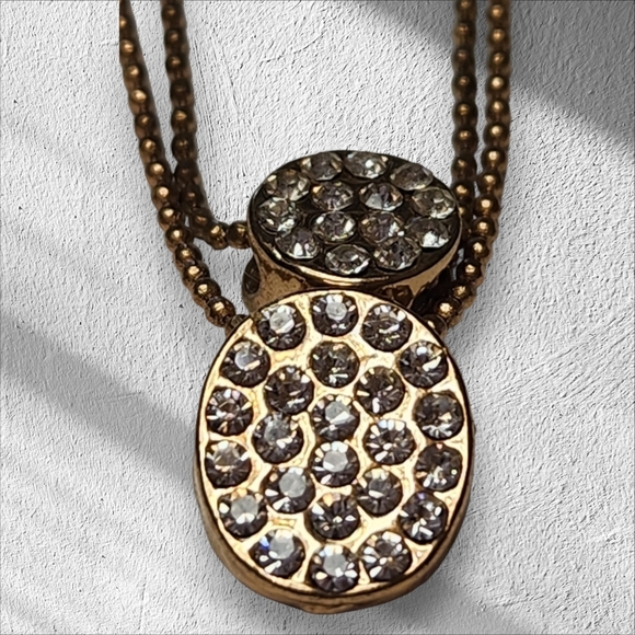 DOUBLE STRAND PENDENT NECKLACE WITH DIAMONDS - Picture 3 of 5